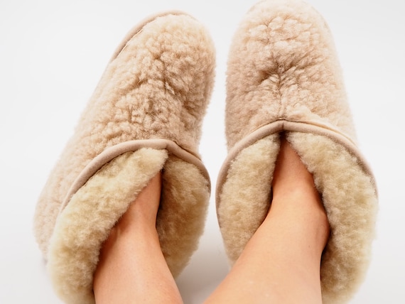 Wool Slippers Boots Women, Soft House Shoes for Ladies, Lightweight Sheepskin Booties, Felted Non Slip Sole, Warm Gift for Wife, Her
