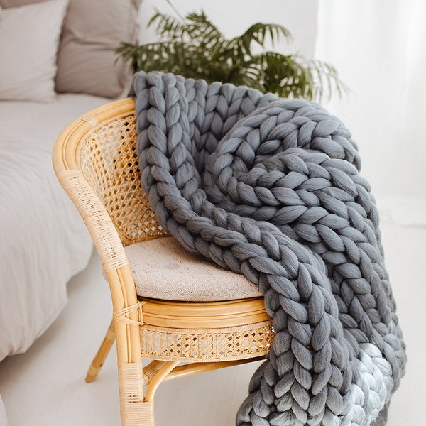 Hand Knit Blanket Etsy