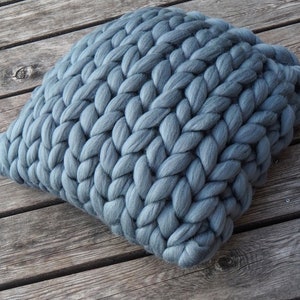 Chunky Yarn Pillow, Chunky Knit Pillow, Knitted Decorative Pillow, Organic Knit Pillow, Knitted Pillow, Wool Knit Pillow, Home Decor