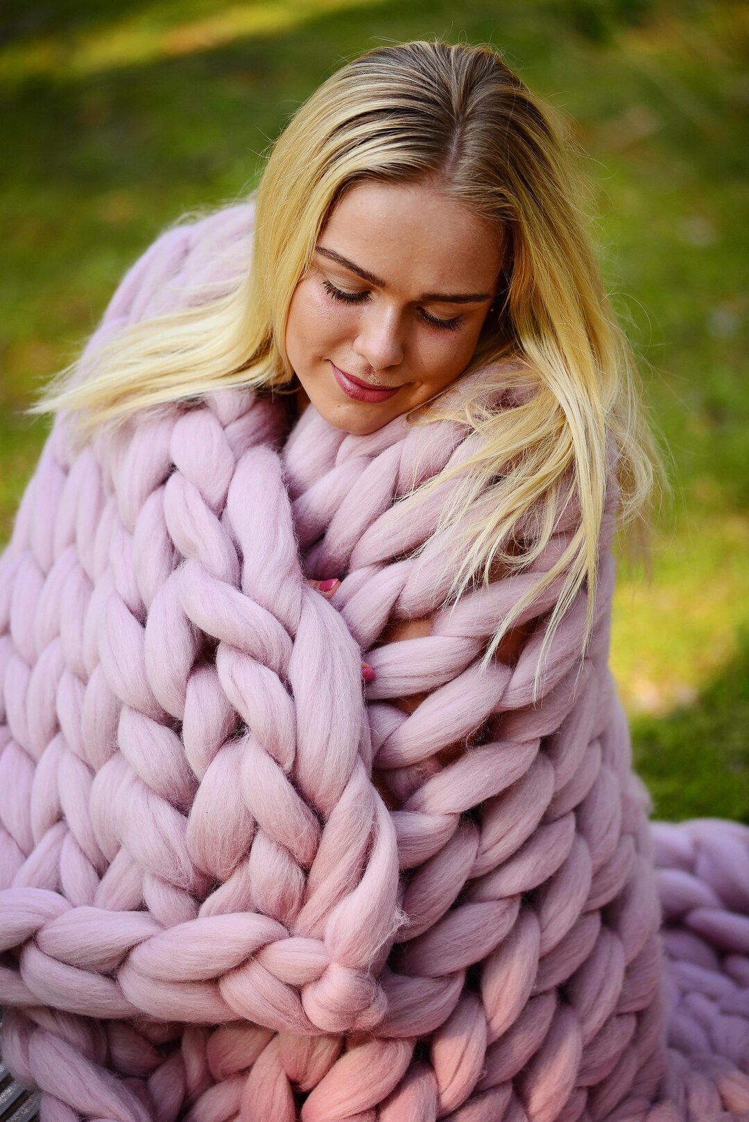 Hand Knit Blanket Large Knit Blanket Chunky Knit Blanket Etsy UK