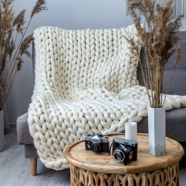 Bulky Knit Blanket Etsy