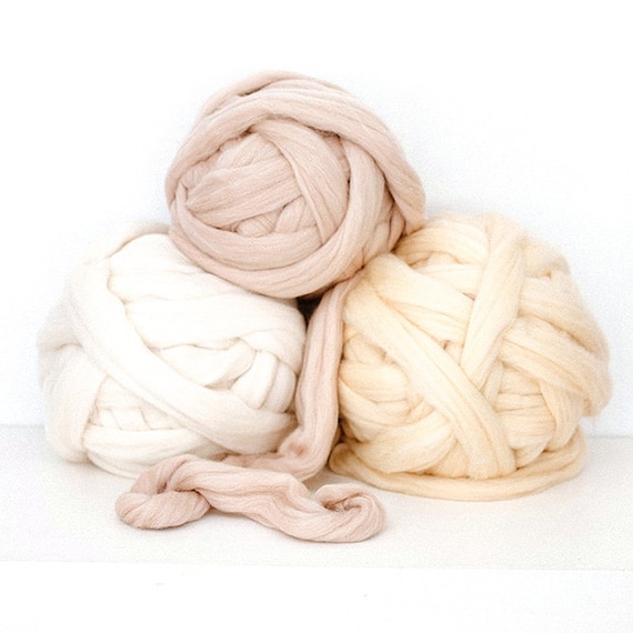 Merino Wool Yarn SALE 100% Merino Wool Roving for Arm Knit, Giant Chunky  Yarn for Chunky Knit. Mothers Day Gift for Her 