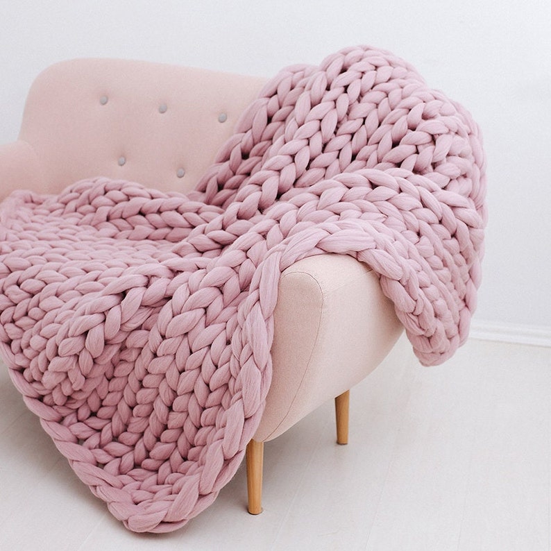 Chunky Knit Blanket Chunky Throw Blanket Arm Knit Blanket Etsy