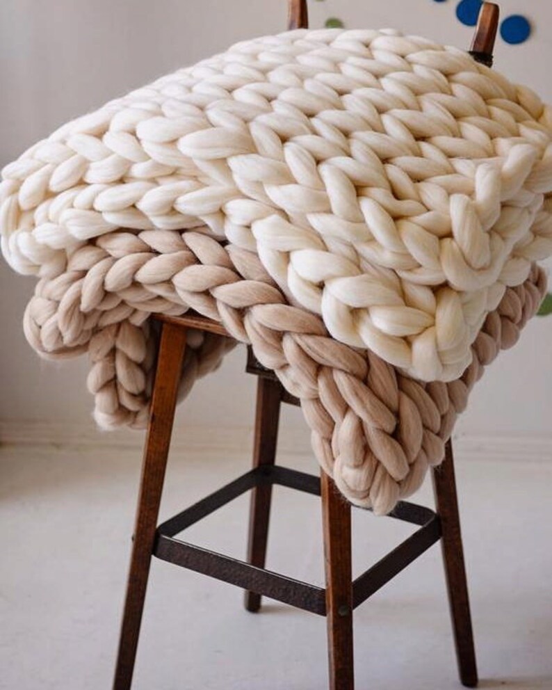 Chunky Blanket Throw Blanket Boho Chunky Knit Blanket Bed Etsy