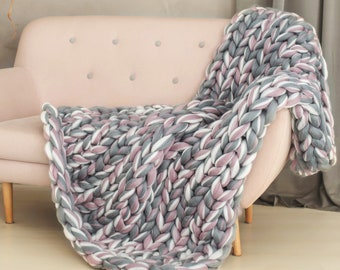 Throw Blanket Wedding Gift for Her 7 Year Anniversary, 12th Wool Gift for Parents, Warm Christmas Present