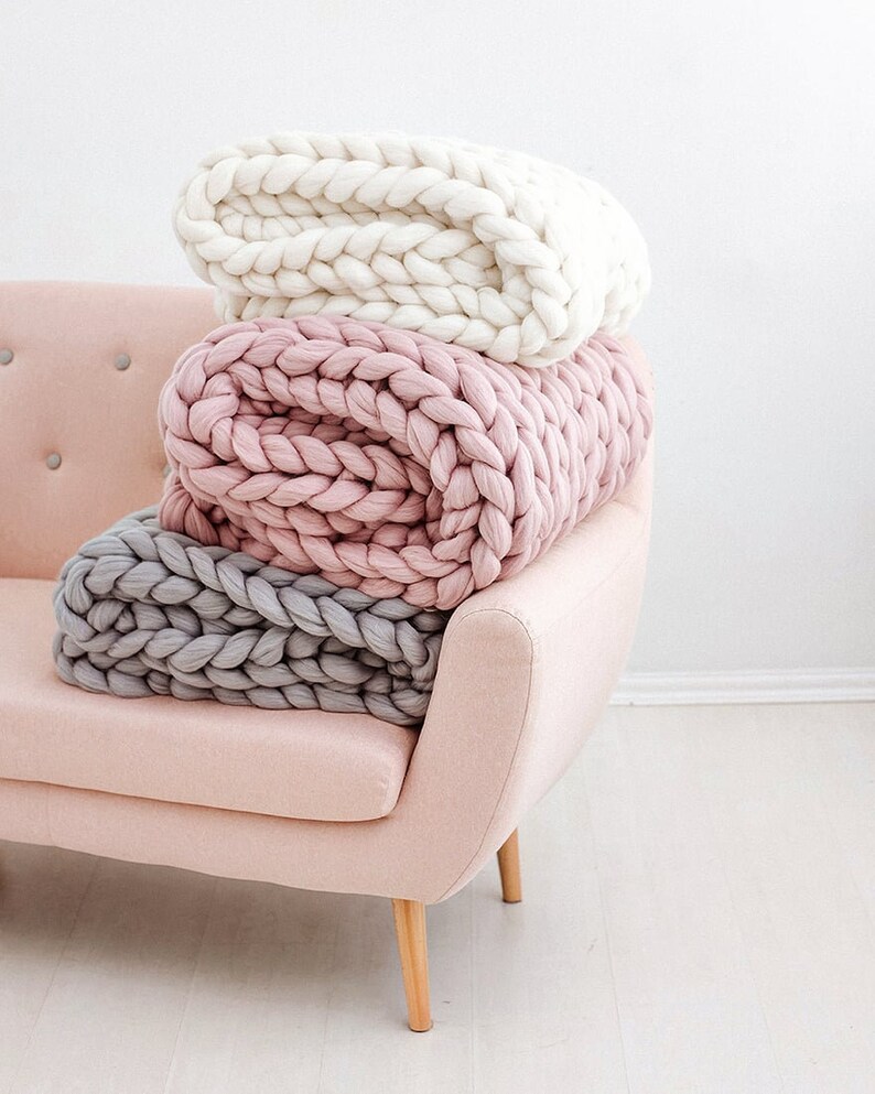 Chunky Knit Blanket Chunky Throw Blanket Arm Knit Blanket Etsy