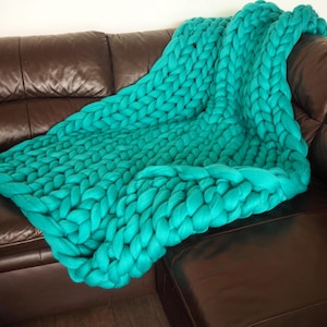 Luxury Blanket Made from 100% Natural Merino Wool, Super Soft Cozy & Warm Present Turquoise