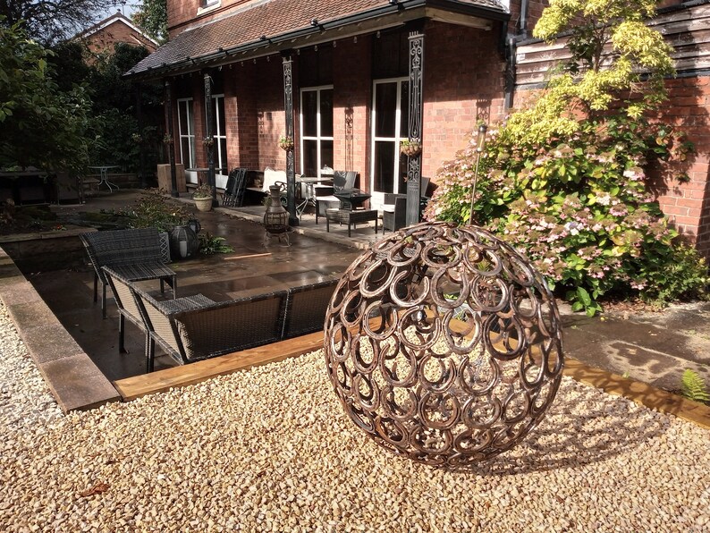Garden Spheres Garden Sculpture Orb Horseshoe Sphere Etsy