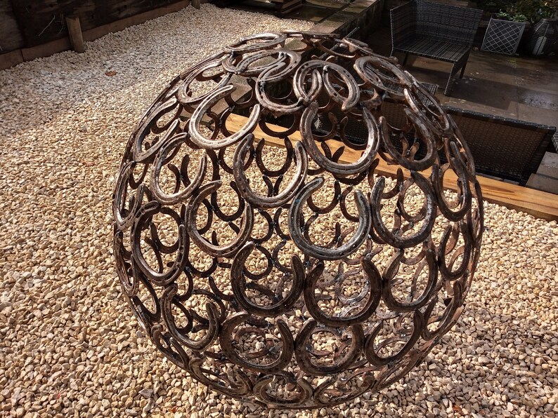 Garden Spheres Garden Sculpture Orb Horseshoe Sphere Etsy