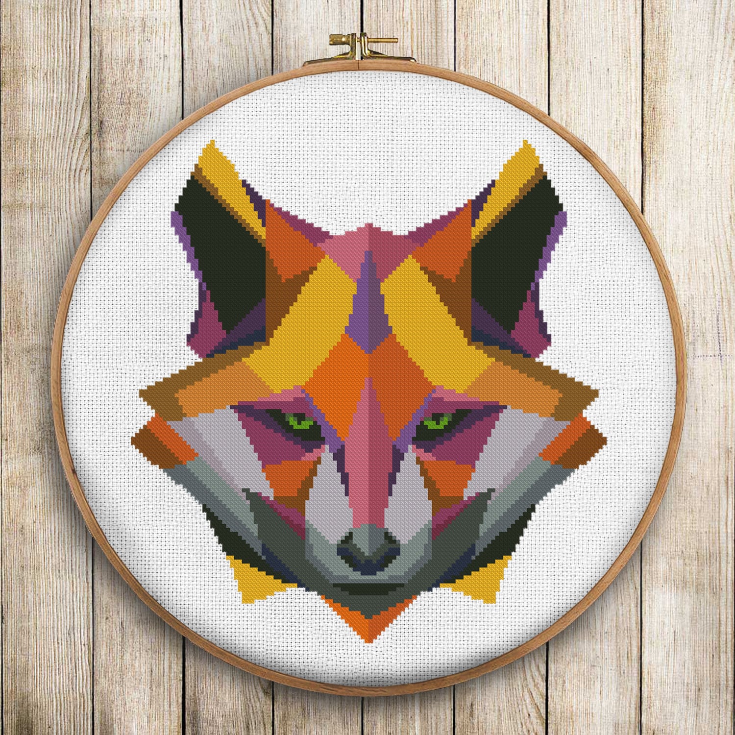Cross Stitch Pattern Fox Geometric. Animal Cross Stitch Etsy