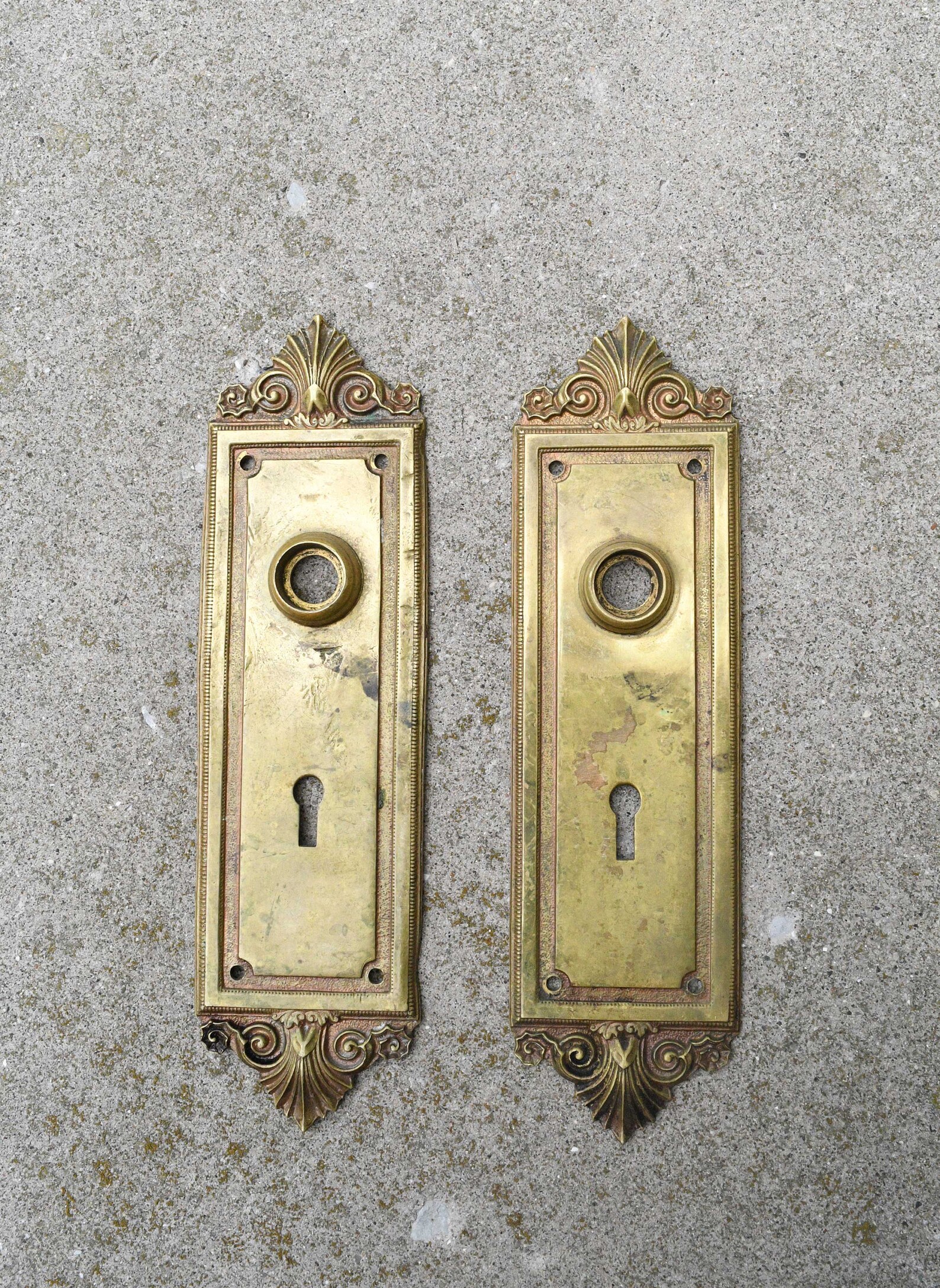 Vintage antique brass Sargent & Co door plate set Etsy