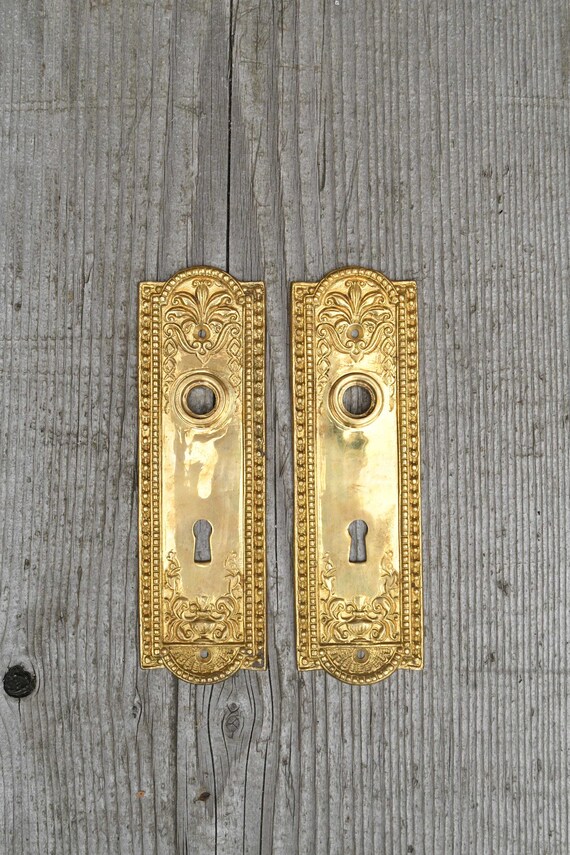Reproduction Cast Brass Door Plate Set Shiny Brass Door Etsy