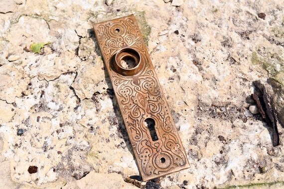 Antique Small Brass Door Plate Vintage Door Hardware Ornate Etsy
