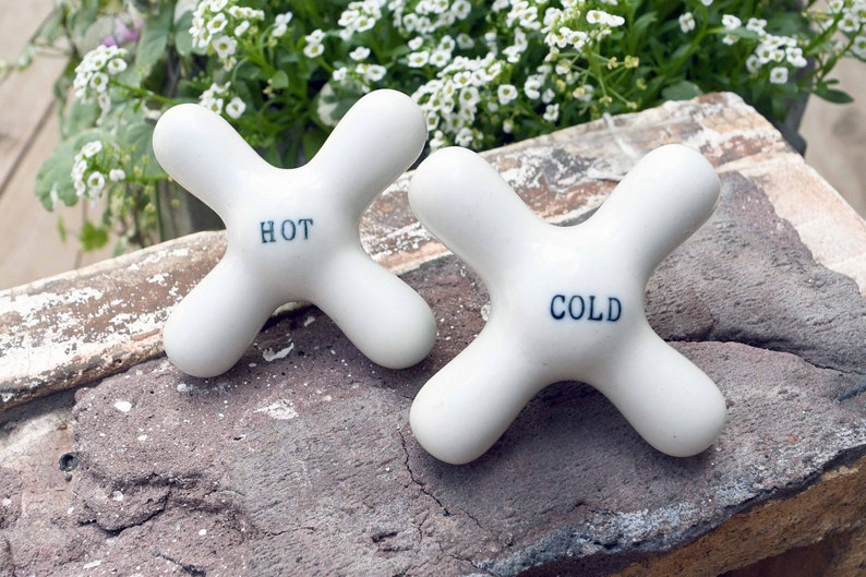 Antique Hot And Cold Faucet Knobs Vintage Bathroom Knobs Etsy