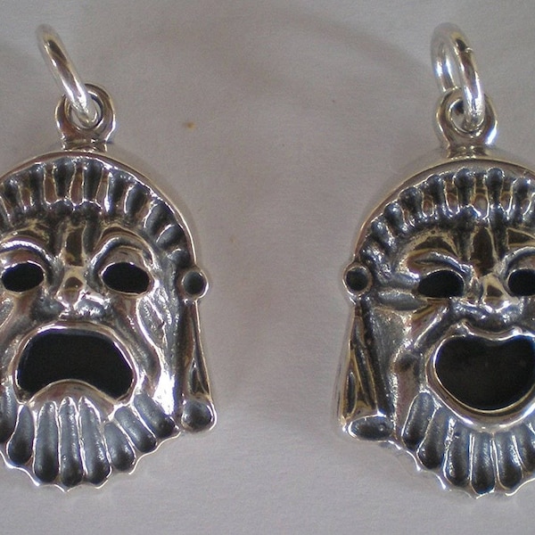 Comédie et tragédie Théâtre grec antique Argent 925 Pendentifs masque