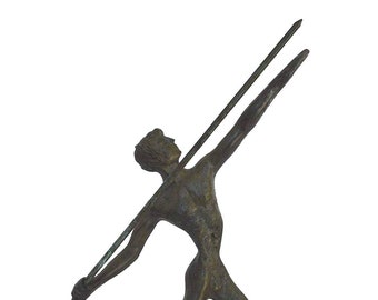 Figurine en bronze d'athlète lanceur de javelot - Sport des Jeux Olympiques de la Grèce antique