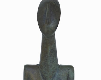 Cycladic weibliche ovale Kopf Figur antike griechische Bronze Reproduktion Skulptur
