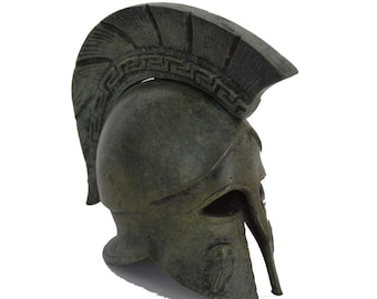 Helm bronzen miniatuur Oud-Grieks artefactreplica met uilengravures