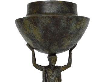 Bronze Censer from Delphi museum replica - Caryatid - Peplophoros of 460-450 B.C