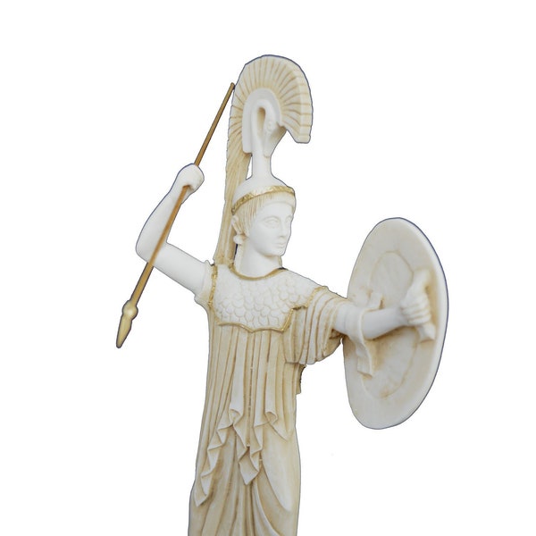 Athena Promachos statue ancient Greek Goddess of wisdom and strategy aged sculpture