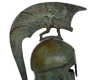 Corinthian Bronze small Helmet on Marble Base - Hoplite armor