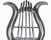Lyre - Harp Silver Brooch Pin - God of Music Arts Apollo - Ancient Greece