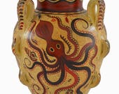 Minoan Pottery Amphora Vase - Octopus Design - Handmade in Greece