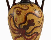 Minoan Art Pottery Amphora Vase - Octopus - Ancient Crete - Handmade in Greece