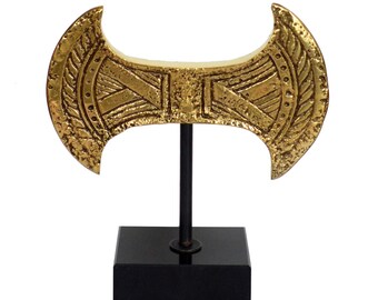 Double Headed Axe Pure Bronze small item on marble base - Minoan Labrys