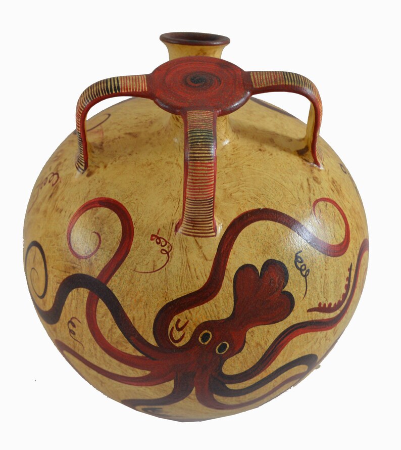 Minoan Art Pottery Amphora Vase Octopus Ancient Crete Etsy