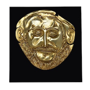 Mask of Agamemnon Gold Plated sculpture Mycenaean King Funerary Mask Replica image 1