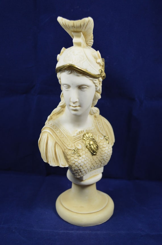 Athena sculpture bust Minerva ancient Greek Goddess big bust aged patina