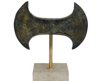 Double Headed Axe Mini Bronze item on marble base - Minoan Labrys