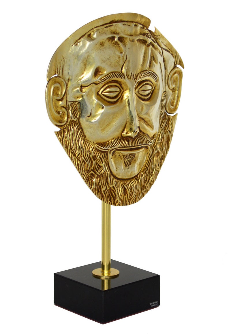 Mask of Agamemnon Gold Plated Relief Mycenaean King Funeral Mask Reproduction image 2