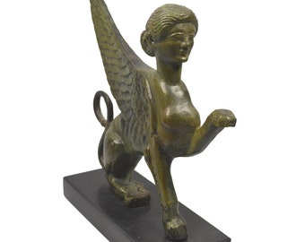 Sphinx Bronze Statue Ancient Greek Marble Based Aged Sculpture - Etsy
