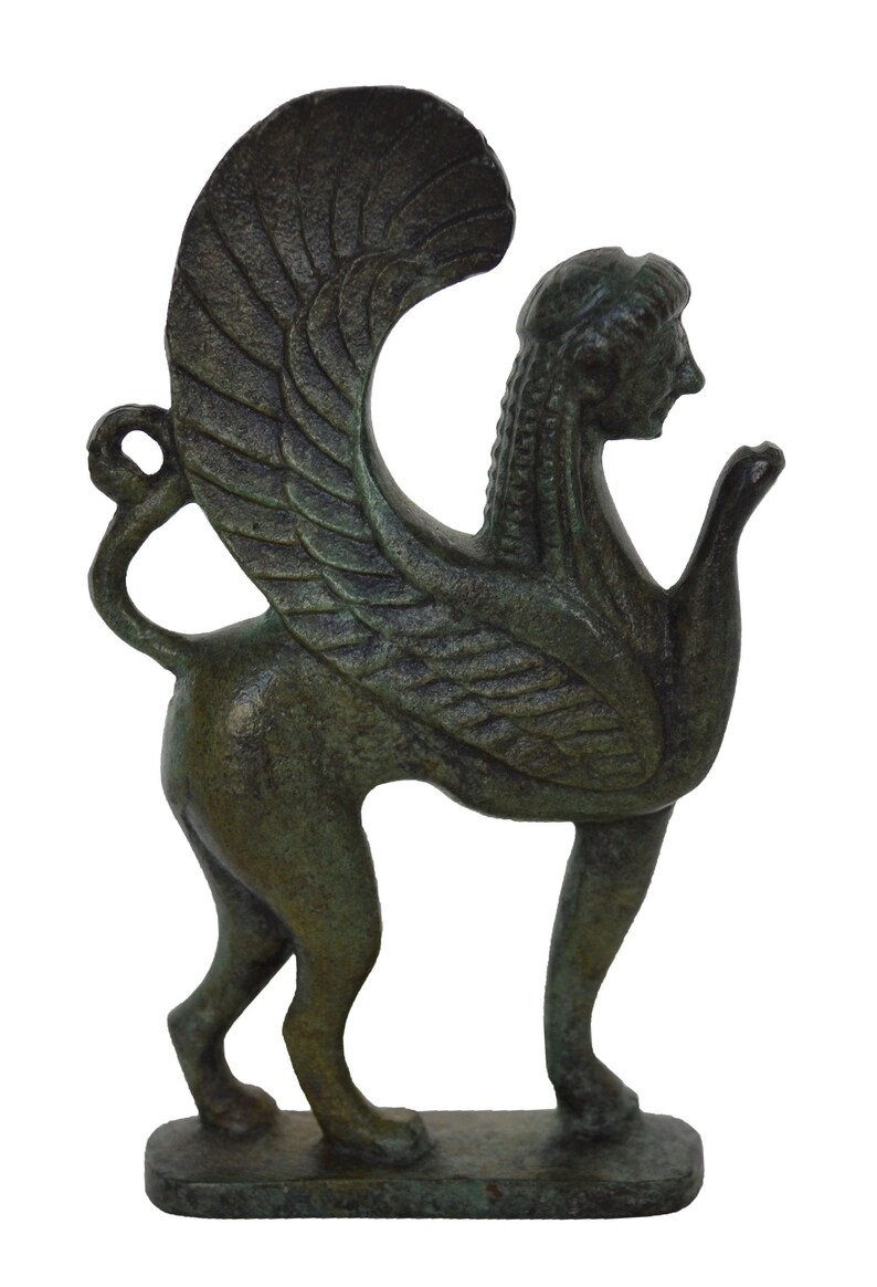Sphinx Mini Sculpture Ancient Greek Bronze Statue Guardian - Etsy