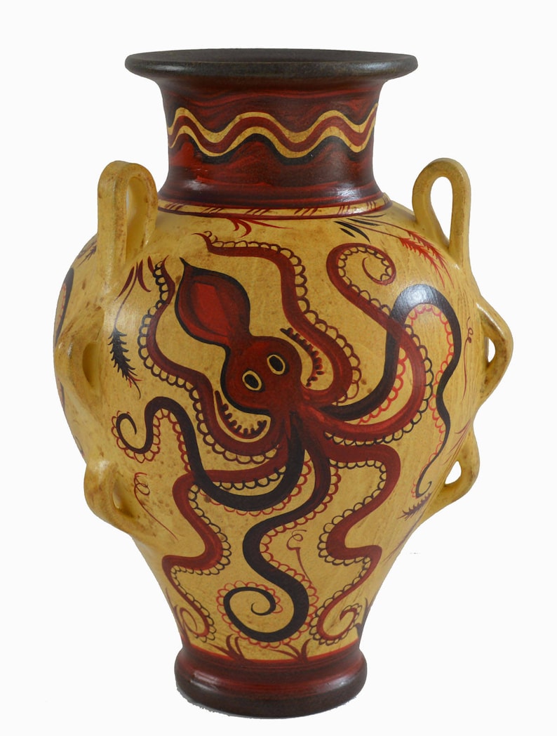 Octopus Design Ancient Crete Minoan Pottery Amphora Vase Fine Art ...