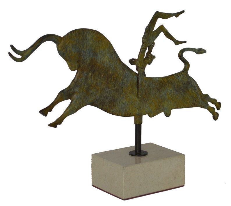 Bullleaping Bronze Sculpture Palace of Knossos Fresco Etsy