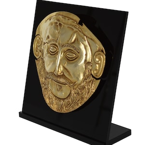 Mask of Agamemnon Gold Plated sculpture Mycenaean King Funerary Mask Replica image 3