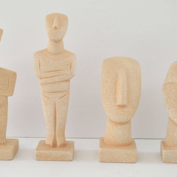 Cycladic Art Idol-Kopf Set von 4 Statuen -Schöne Skulptur - Antike griechische Kunst