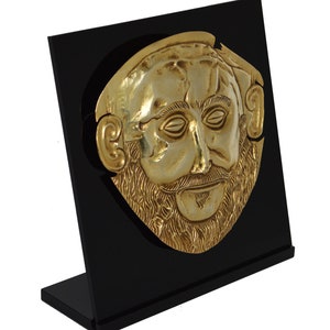 Mask of Agamemnon Gold Plated sculpture Mycenaean King Funerary Mask Replica image 2