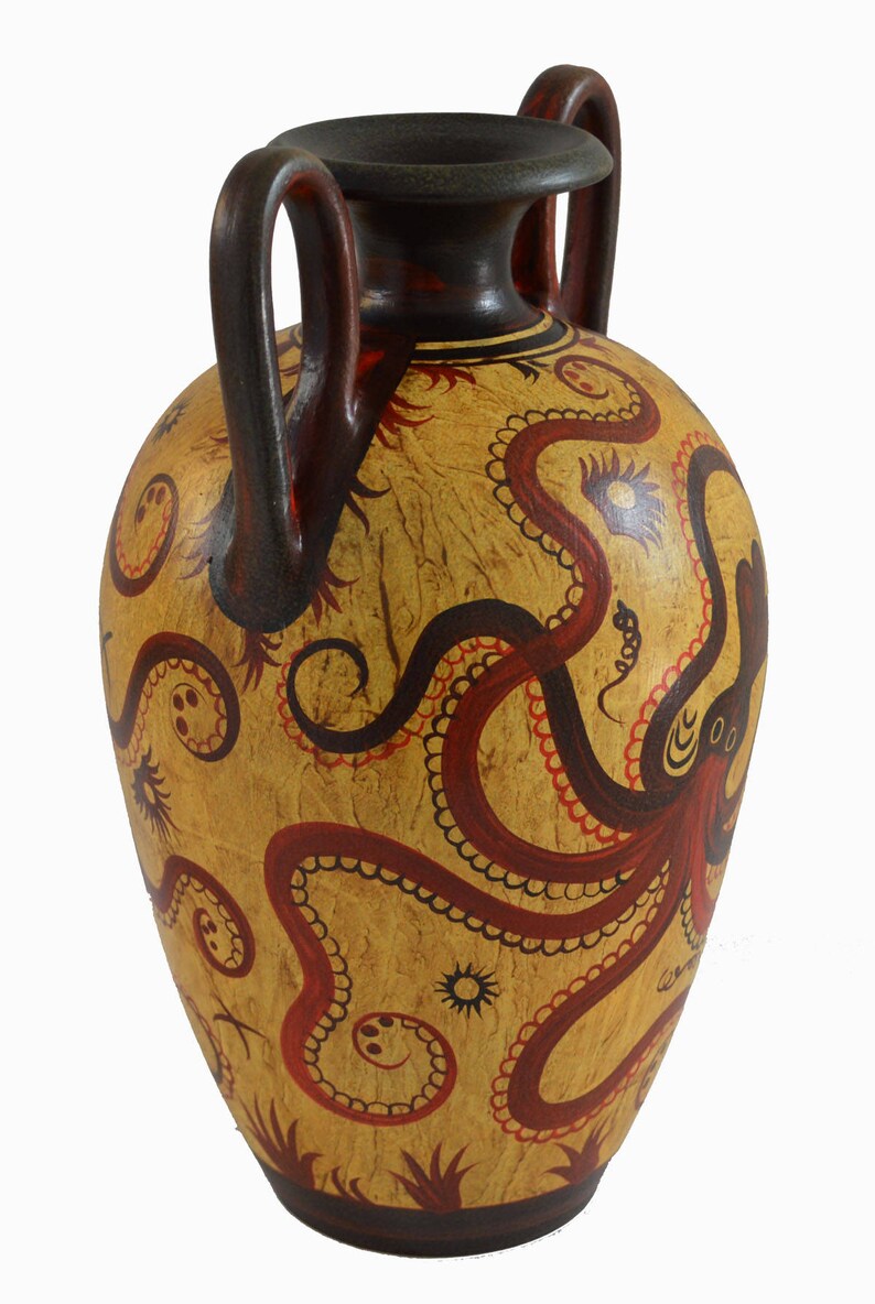 Minoan Art Pottery Amphora Vase Octopus Ancient Crete Etsy