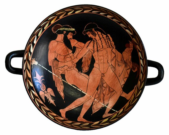 Ganymedes And Zeus Small Red Figured Kylix Vase Museum Of Etsy