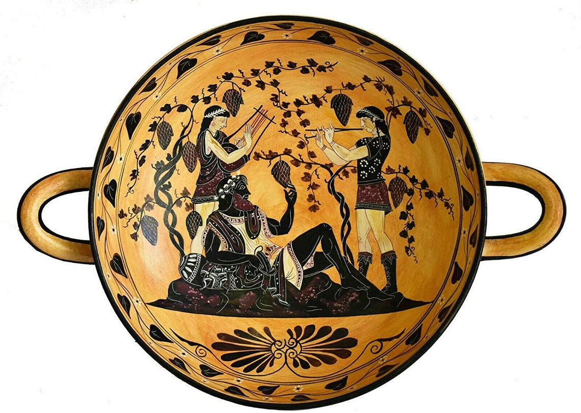 Dionysus and the Maenads Black Figure Kylix Vase Amphora Etsy
