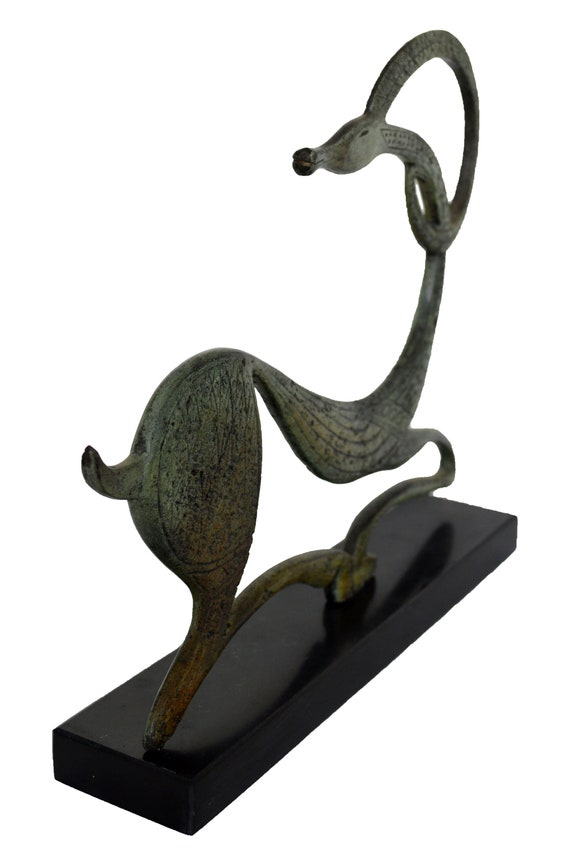 Sculpture Graceful Ibex marble base pure Bronze Sculpture Fertility