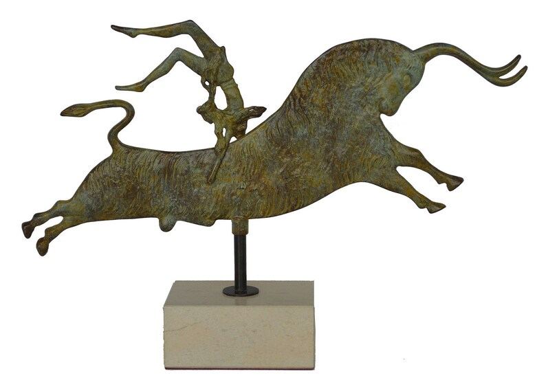 Bullleaping Bronze Sculpture Palace of Knossos Fresco Etsy
