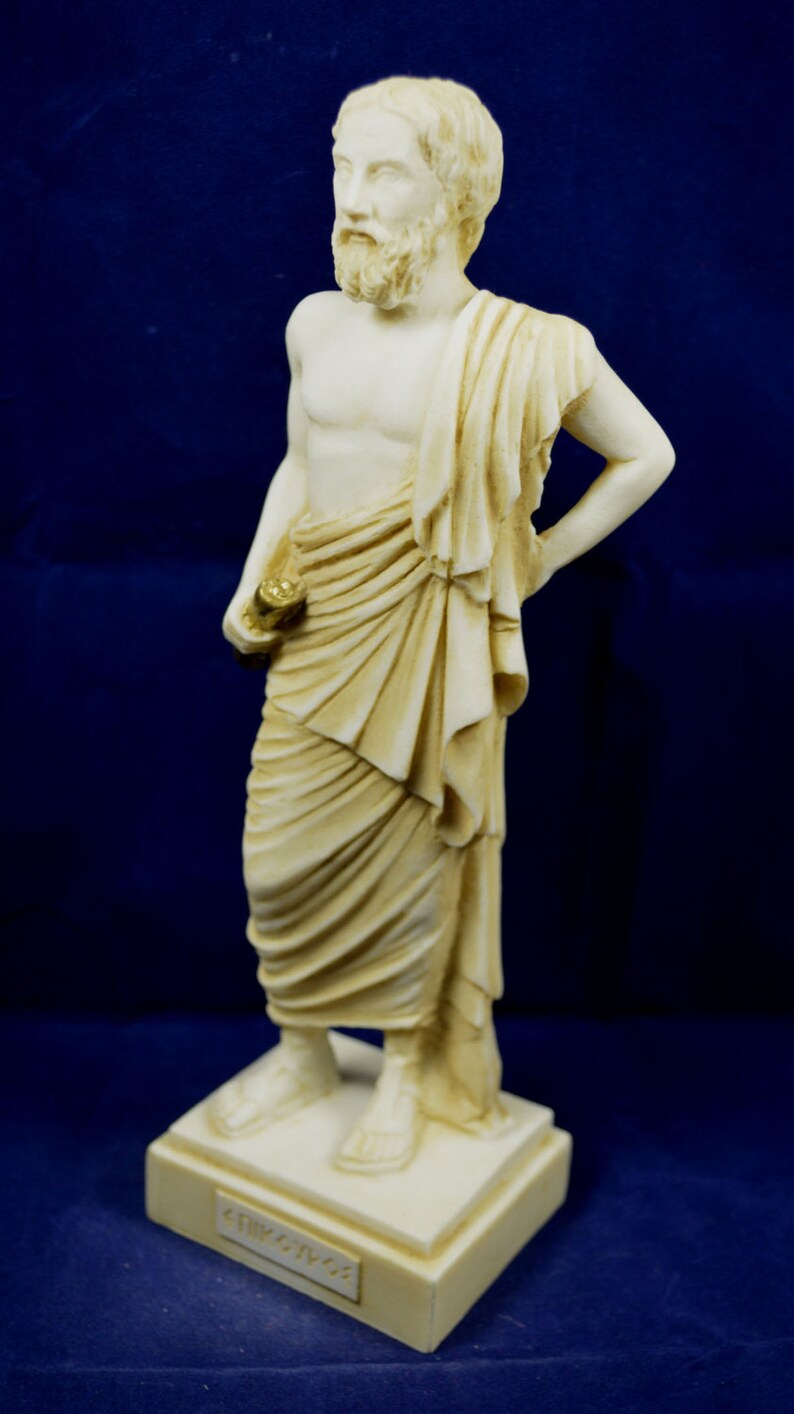Epicurus Sculpture Ancient Greek Philosopher Aged Statue Etsy
