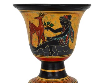 Pythagoras Fair Cup - Goddess of Hunt Artemis Diana Handpainted - Pythagorean