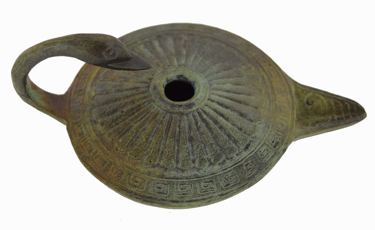 Bronze Ship Oil Lamp, Ancient Greek Oil Lamp in form of a Boat, Bronze