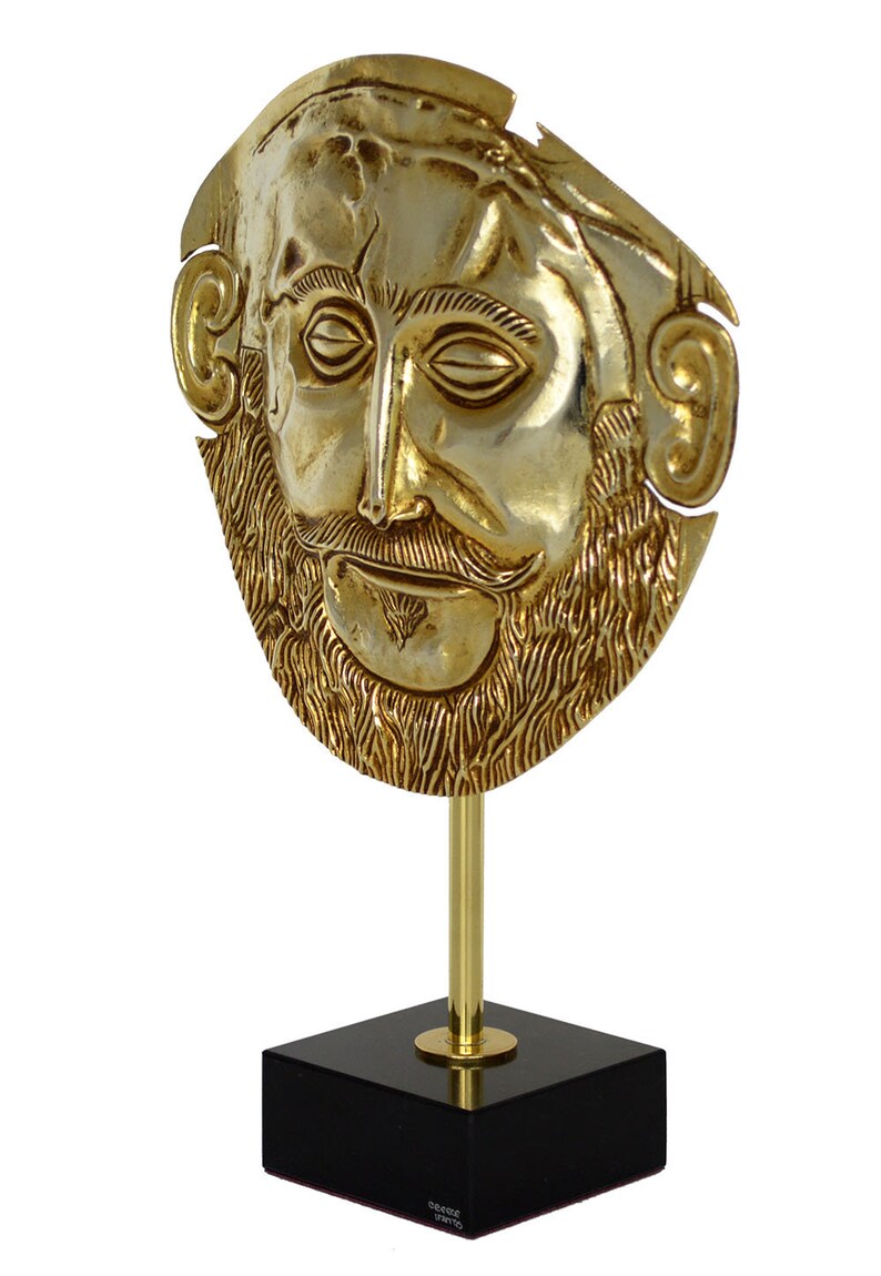 Mask of Agamemnon Gold Plated Relief Mycenaean King Funeral Mask Reproduction image 3